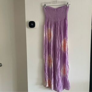 Tiare Hawaii Lavender and Tangerine Maxi Dress